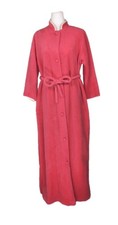 Montgomery Ward House Robe Granny-core Gown Size M, Fusia Pink Button Up Vintage