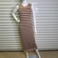Shein Tan and Black Striped Fitted Sleeveless Womens M Dress