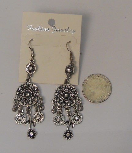 Fashion Jewelry Ladies Charm Earrings Drop Dangle Rhinestones Hook Fasteners - Picture 10 of 12