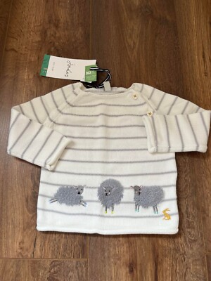 Joules baby boys knitted Intarsia Grey sheep jumper age 0-3