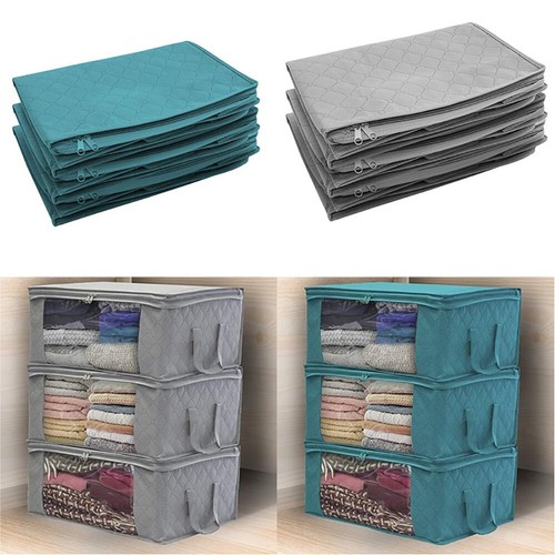 Bamboo Storage Bag Charcoal Box for Clothes Quilt Blanket Under Bed
