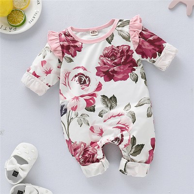 Newborn Infant Baby Girl Floral Romper Bodysuit Jumpsuit Playsuit Sleeveless