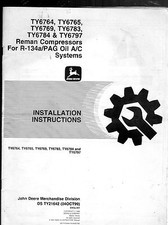 JOHN DEERE REMAN COMPRESSORS INSTALLATION INSTRUCTIONS-TY6764-6765-6769-6783 ...