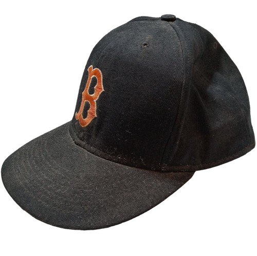 Letter B Black Orange Baseball Cap Hat Grungy Worn Vintage Fitted Distressed - Picture 4 of 12