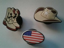 Shoe Dads Shoe Charms: AMERICAN COWBOY/GIRL - BROWN - 3 PIECE SET - NEW