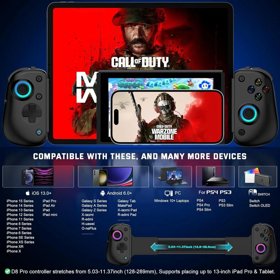 Tablet Phone Telescopic Controller  D8 PRO Wireless Bluetooth Switch IOS Android - Image 4 of 4