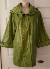 Chi By Falchi Women's Green Animal Print Jacket With Removable Hoodie L