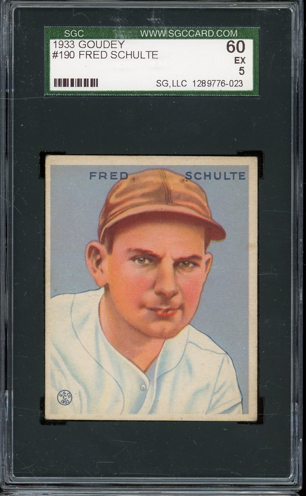1933 Goudey Baseball #190 Fred Schulte SGC 5