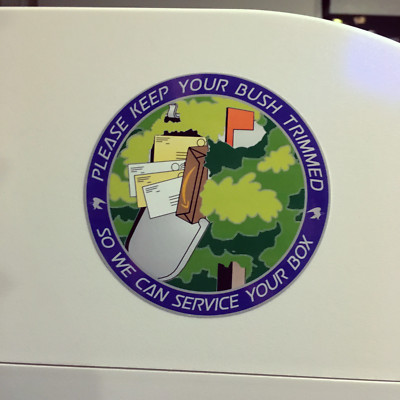 Parody USPS Postal Service Keep Your Bush Trimmed 3.5'' Sticker 2 Pack Letter Mai