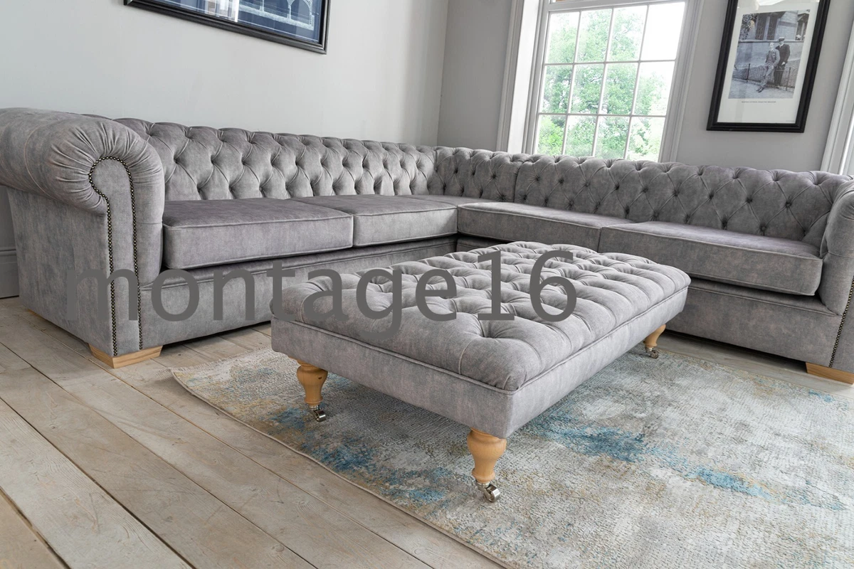 Bespoke Burley Button Back Chesterfield Martello Fabric Corner