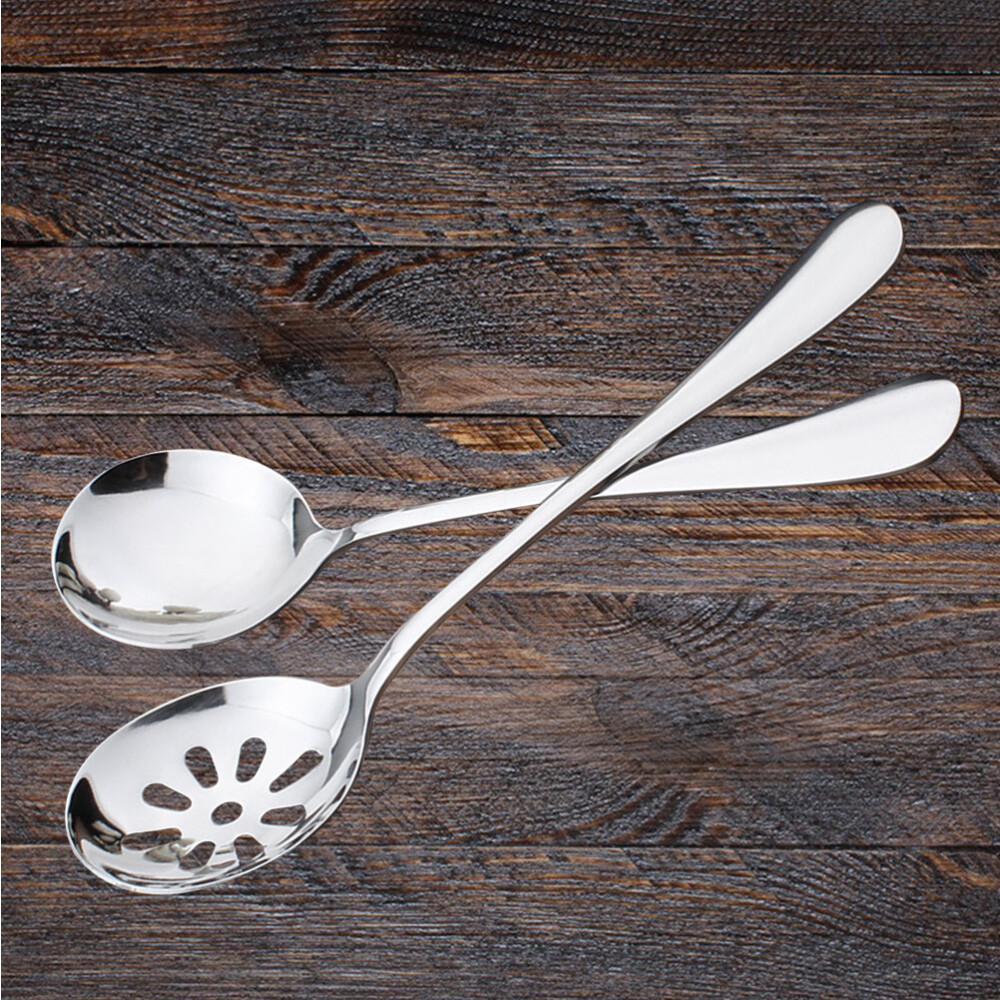 4 Pcs Mesh Oil Colander Serving Spoons Set Western Food Spoon