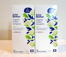 Live Better tampony z bawełny organicznej CVS Health Super 14Ct x2 pudełka
