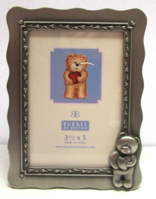 Burnes of Boston Pewter Teddy Bear Picture Photo metal Easel Frame 3.5 ...