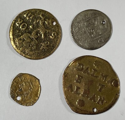 Mixed Old Foreign Coins 4 pcs (#2512) Very low grades