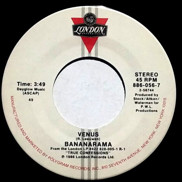 BANANARAMA - Venus / White Train - Vinyl 45rpm 1986 1st Press  886-056-7 - Image 4 of 4