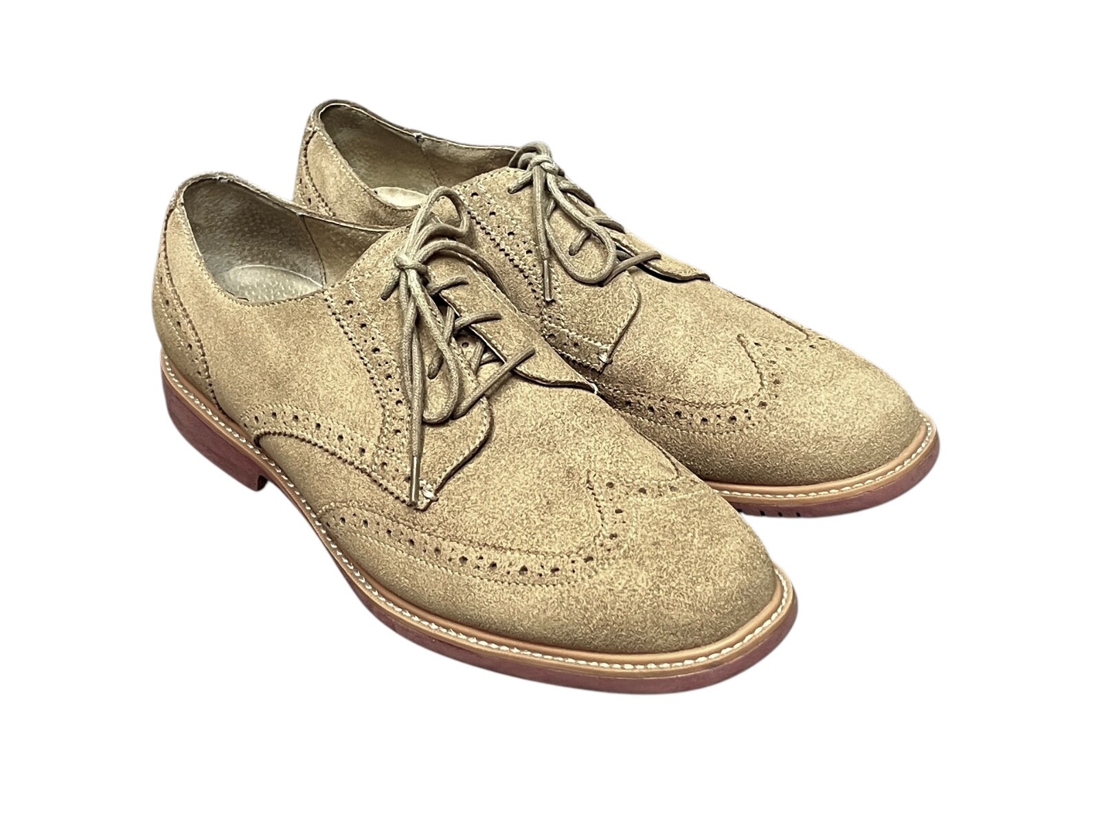 SAOLA Scarpe Cole Haan Grand OS uomo 10 M pelle scamosciata marrone chiaro punta alare derby Oxford