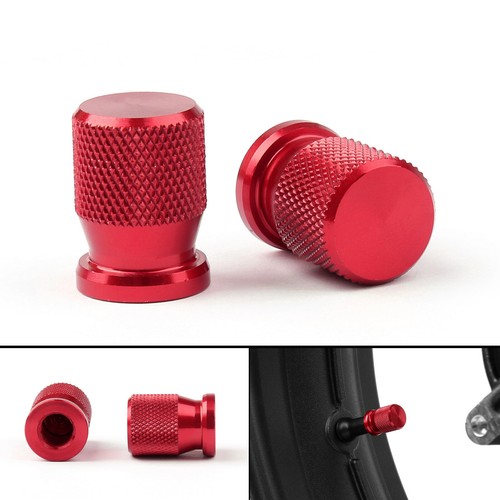 2Pcs Cnc Anti-Thief Tire Valve Stem Caps Red For Car Truck Bike Scooter T7 - Picture 2 of 7
