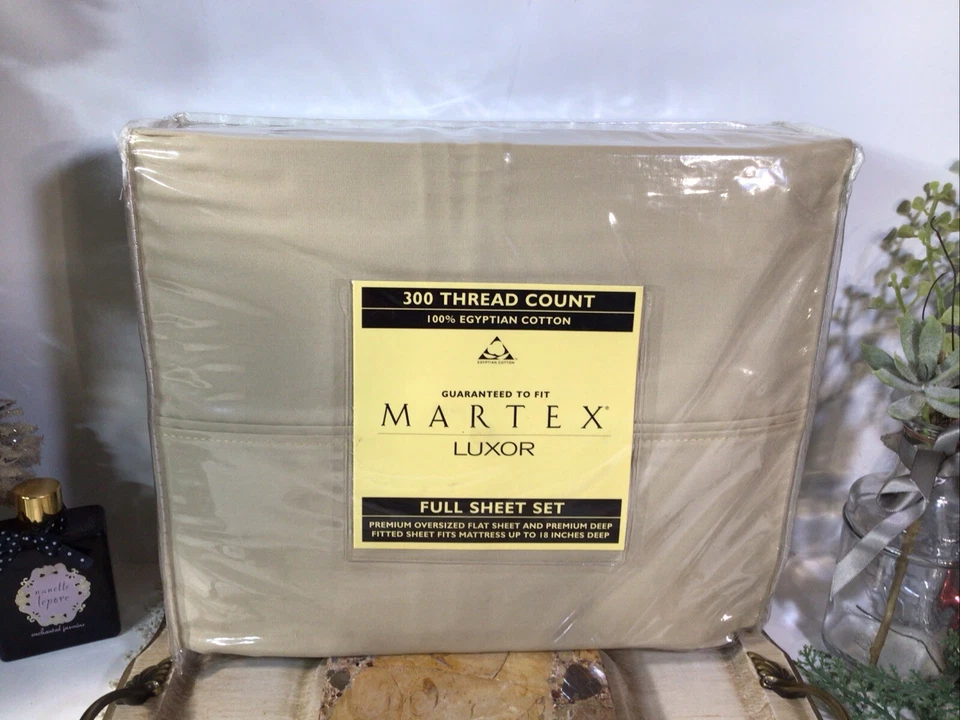Martex Luxor Full Size Sheet Set~Beige~NEW~100% Egyptian Cotton~300 Thread Count - Image 2 of 4