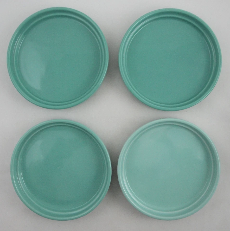 Tabletops Gallery 8pc Ceramic Set Aqua Green 6" Canape Plates & 4" Tidbit Bowls - Image 3 of 4