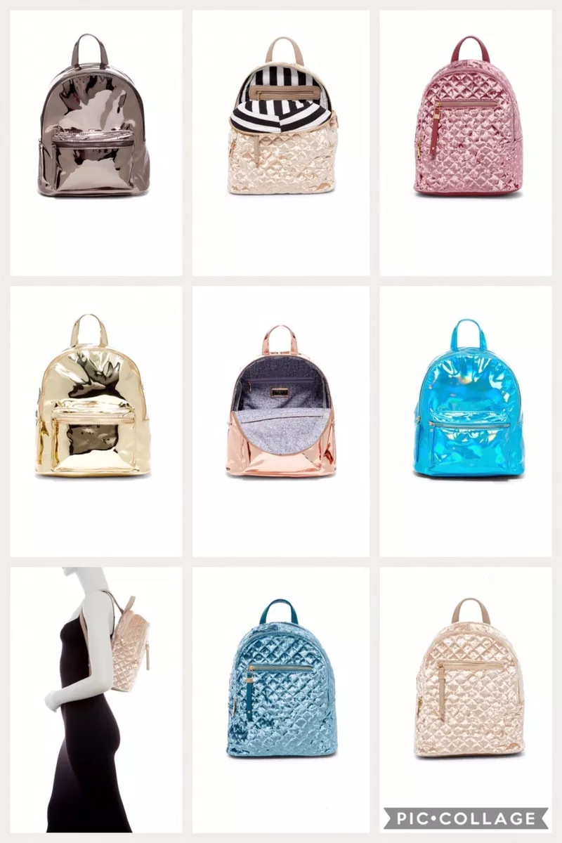 Urban Expressions Vegan Mini Backpack Iridescent Velvet Faux Leather Pluto $90