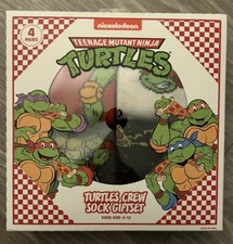 Teenage Mutant Ninja Turtles 3 pair Crew Socks Pizza Box Replica Nickelodeon