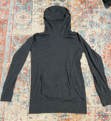 Ibex 100% merino wool grey long-sleeved hoodie sweater womens xs