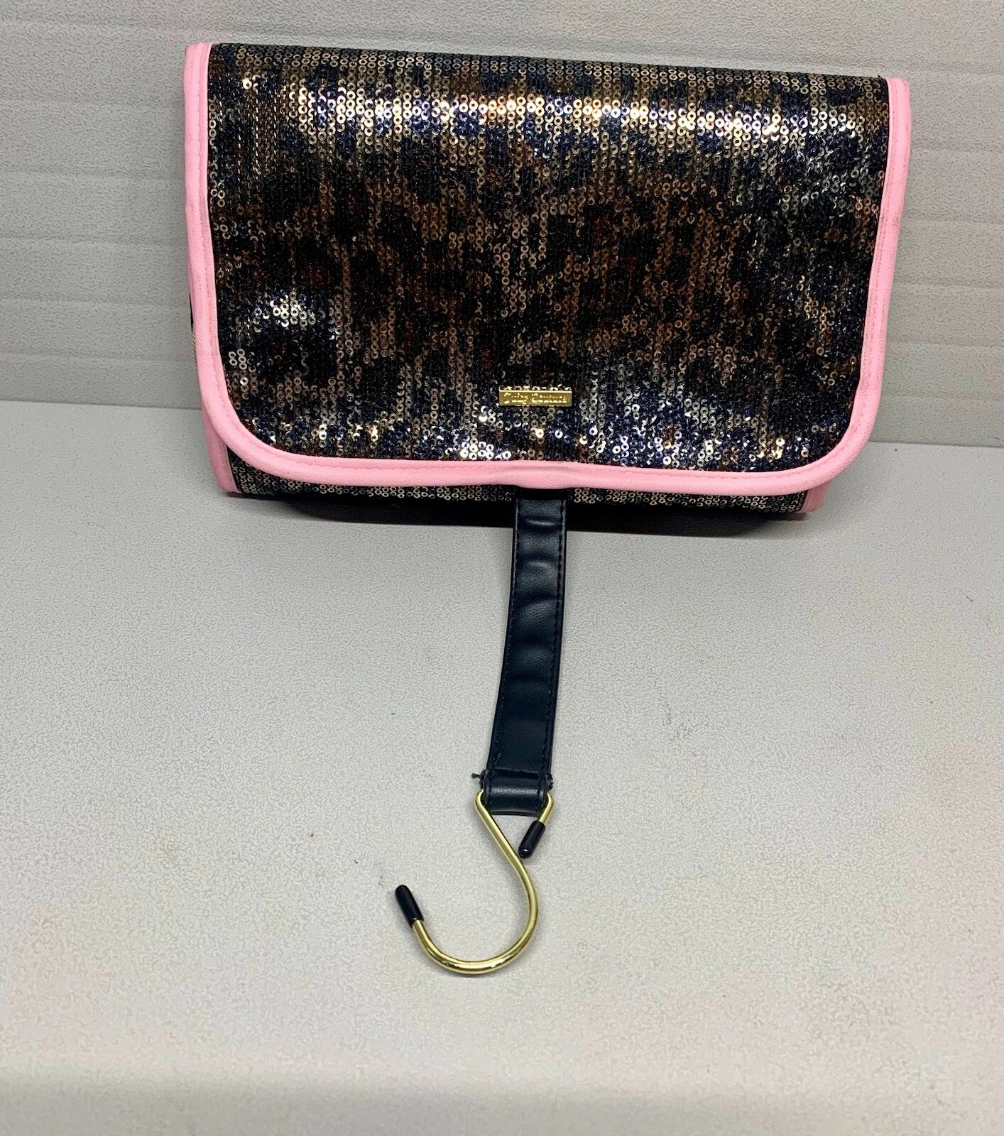 JUICY COUTURE Travel Make-up Organizer Foldable Sequins w/Hanger -VERY GOOD COND