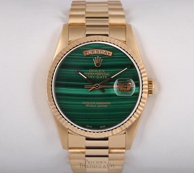 Rolex Men Day-Date 18038 Presidential 18k Gold 36mm- Malachite