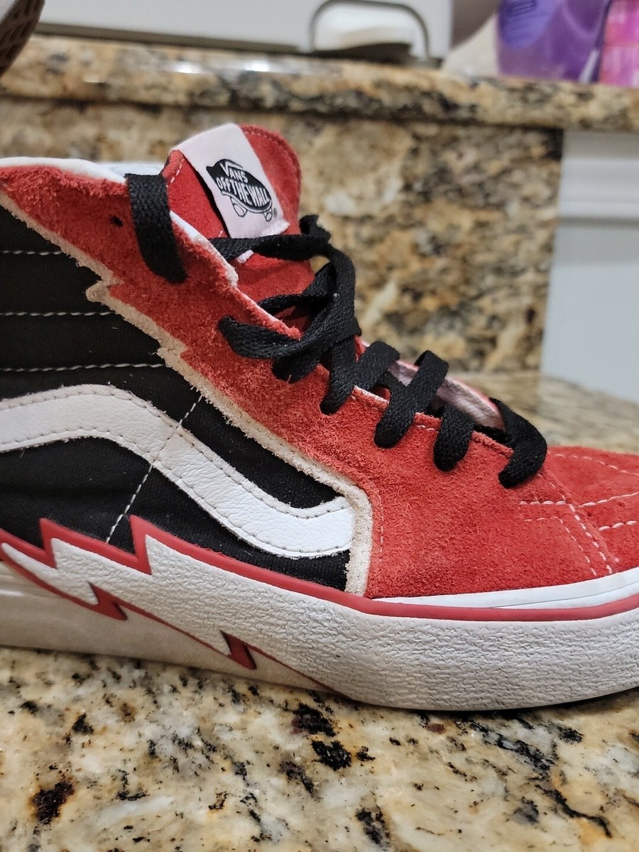 Vans Sk8 Hi Black Red Lightning Bolt Hi Top Shoes Mens Size Vans Sk8 Hi Black Red Lightning Bolt Hi Top Shoes Mens Size