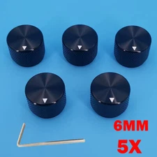 5PC Black Solid Aluminum 20*15.5mm Audio Rotary Control 6mm Potentiometer Knob