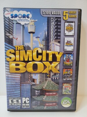 The SimCity Box (PC, 2008) Includes Case, Manual, 5 Games on 4