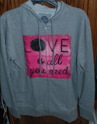 Neu mit Etikett Life is Good Love Is All You Need Kapuzenpullover Sweatshirt mit Reißverschluss vorne - Bild 2 von 6