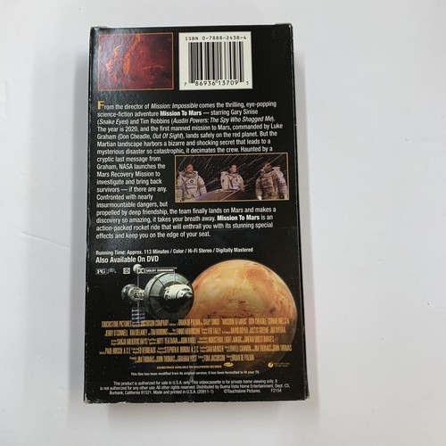Mission to Mars (VHS Tape) Gary Sinise, Tim Robbins - Picture 2 of 4
