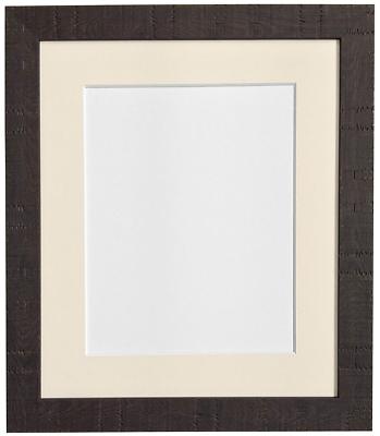 Tief genarbter Bilderrahmen 10 x 10 cm dunkelbraun mit elfenbeinfarbener Halterung Neu