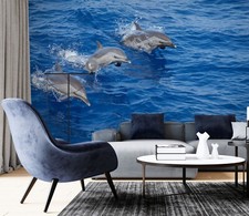 3D Animal Gray Dolphin R6639 Wallpaper Wall Mural Self-adhesive Removable Luna