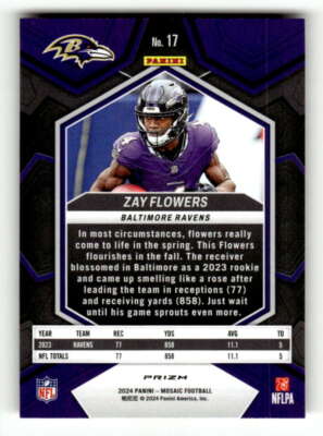2024 Panini Mosaic Mosaic Camo Red #17 Zay Flowers Ravens | eBay
