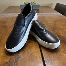 J/SLIDES NYC Black Platform Genuine Leather Slide On Sneakers Women Sz 8.5 EUC
