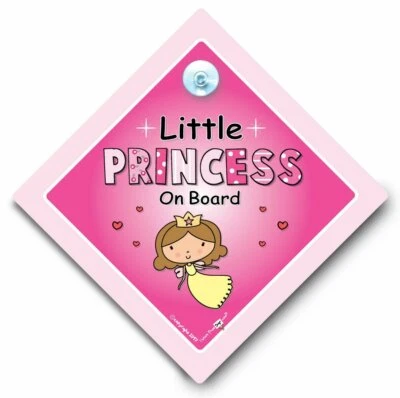IWANTTHATSIGN.COM Little PRINCESS On Board Car Sign, PINK FAIRY, Baby On Board Sign, Suction Cup