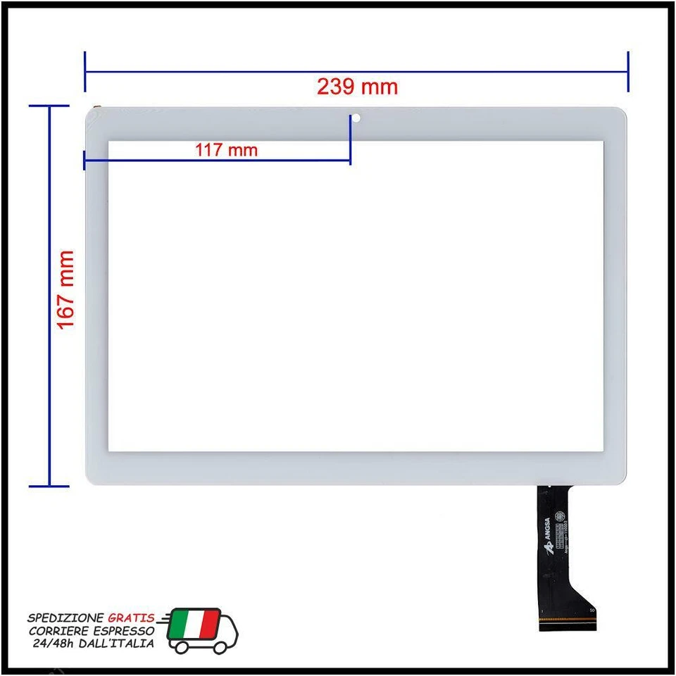 VETRO TOUCH SCREEN PER TABLET MEDIATEK E101GC4G TK-E101GC BIANCO - VERSIONE 2