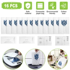 16Pcs Vacuum Cleaner Dust Bags w/ Filter for Miele GN Type S2 S5 S8 C1 C2 C3