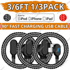 90 Degree Right Angle USB Charging Cable Charger Cord For iPhone 14 13 12 11 X 8
