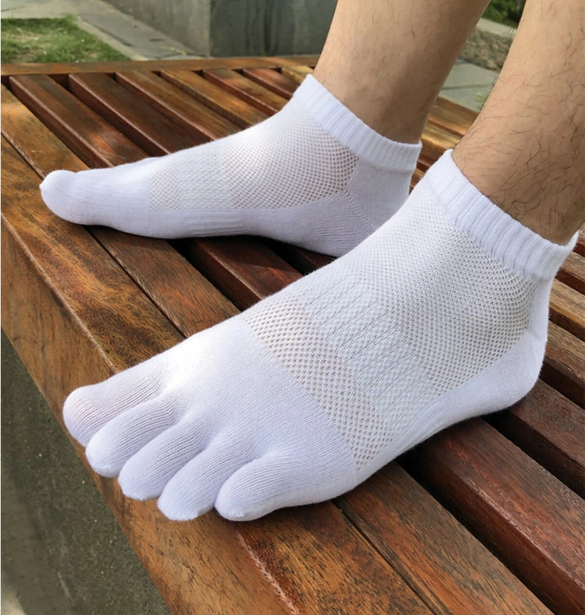 6 Pack Men Ankle Socks Five Finger Toe Cotton Sport Breathe Mesh