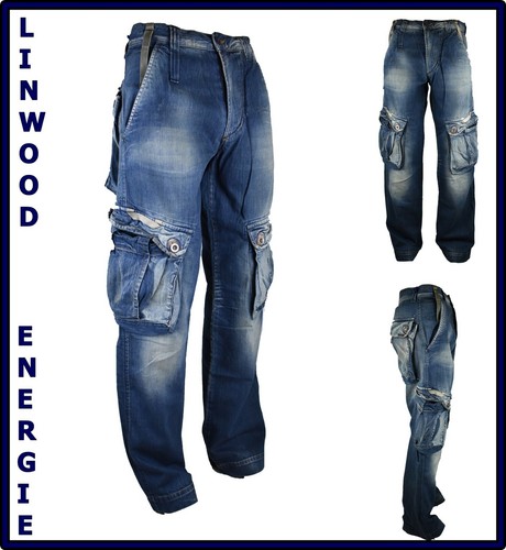 pantaloni jeans energie da uomo cargo con tasconi tasche laterali larghi  w29 30 | eBay