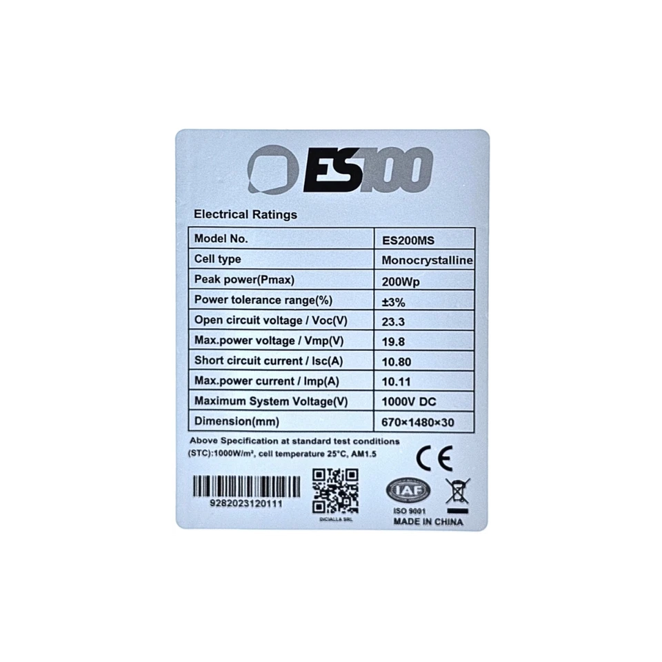 Pannello Solare Fotovoltaico 200W 12V Monocristallino camper barca - Immagine 3 di 4