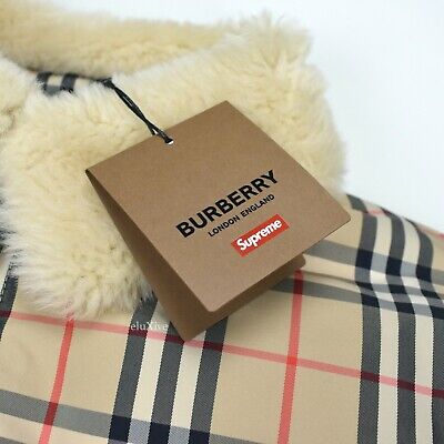 NWT Supreme x Burberry Nova Check Fur Collar Puffer Jacket