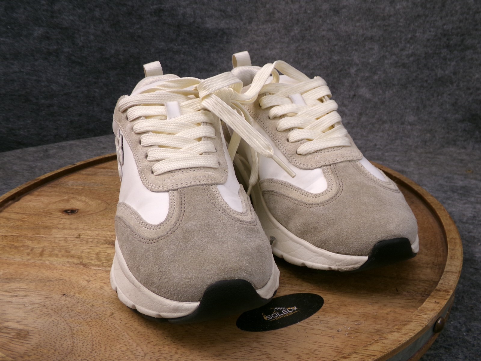 Tory Burch Good Luck Trainer Women 7 White/New Ivory/Cerbiatto Suede Shoes 83833 thumbnail 2