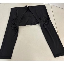 Mono B Womens Black Laser Cut Distressed High Waisted Leggings APH6151 Small