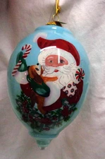 LI BIEN Pier 1 Imports SANTA & PUPPY ORNAMENT ~ SKU 3208566 ~ NIB