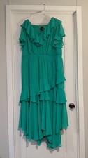 Plus Size Frill Short Sleeve V-Neck Floral Print Chiffon Fit and Flare Dress