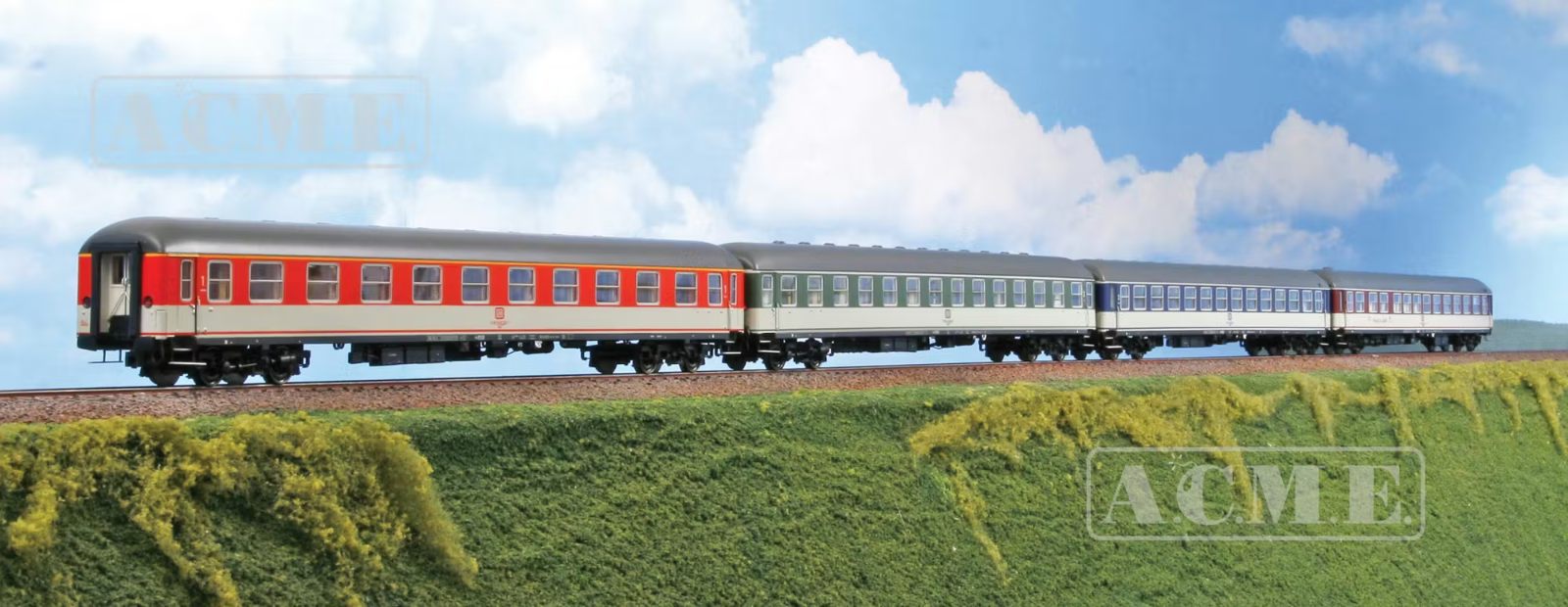 ACME 55343 Set of 4 DB Passenger Cars Popfarbe Zug POP Livery HO 1:87